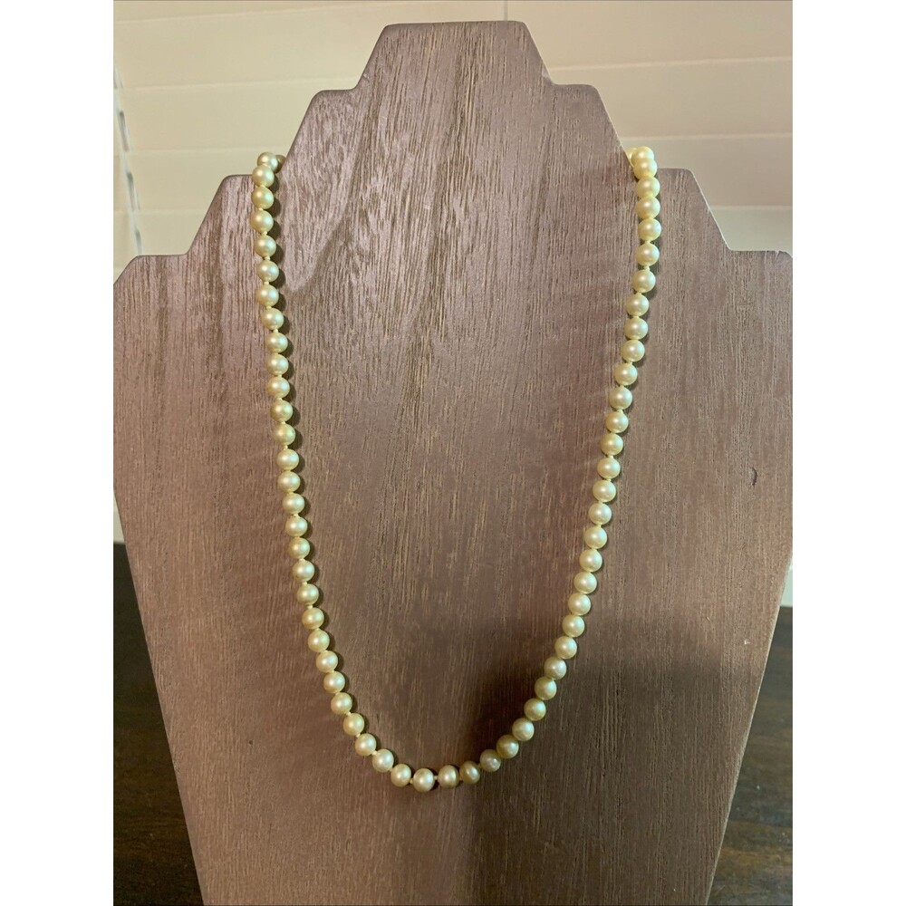 Vintage Marvella Faux Champagne Pearl Necklace Signed 17”